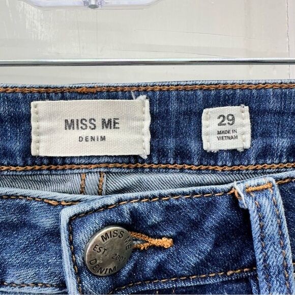 Miss Me straight leg distressed denim jeans raw hem women's 29 x 27 M2182ST - Picture 5 of 6